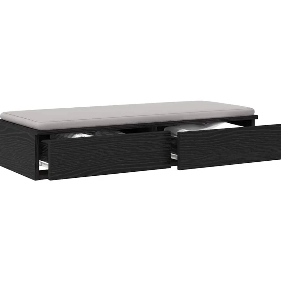 vidaXL Bedlades met lade Zwart Eiken 100 x 36,5 x 16,5 cm Bewerkt hout
