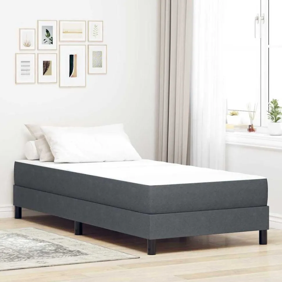 vidaXL Bedmatras met matras Grijs 80 x 200 cm Stof