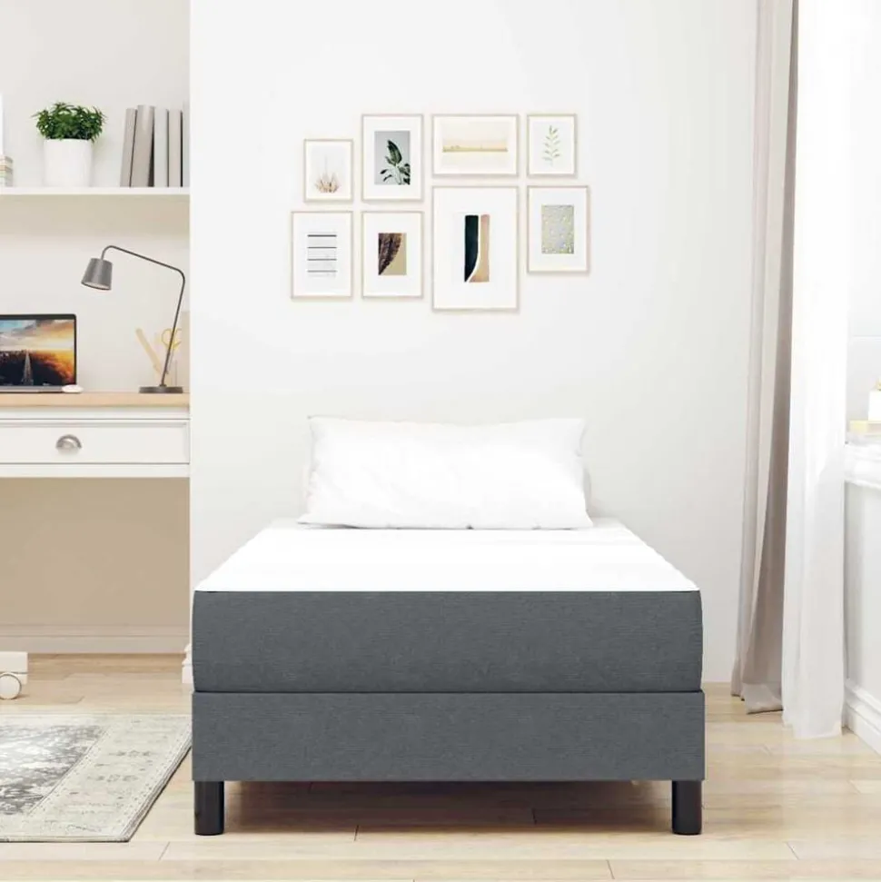vidaXL Bedmatras met matras Grijs 80 x 200 cm Stof