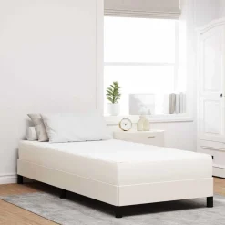 vidaXL Bedmatras met matras Crème 80 x 200 cm Stof