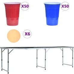 vidaXL Bierpongtafel met bekers en ballen inklapbaar 240 cm