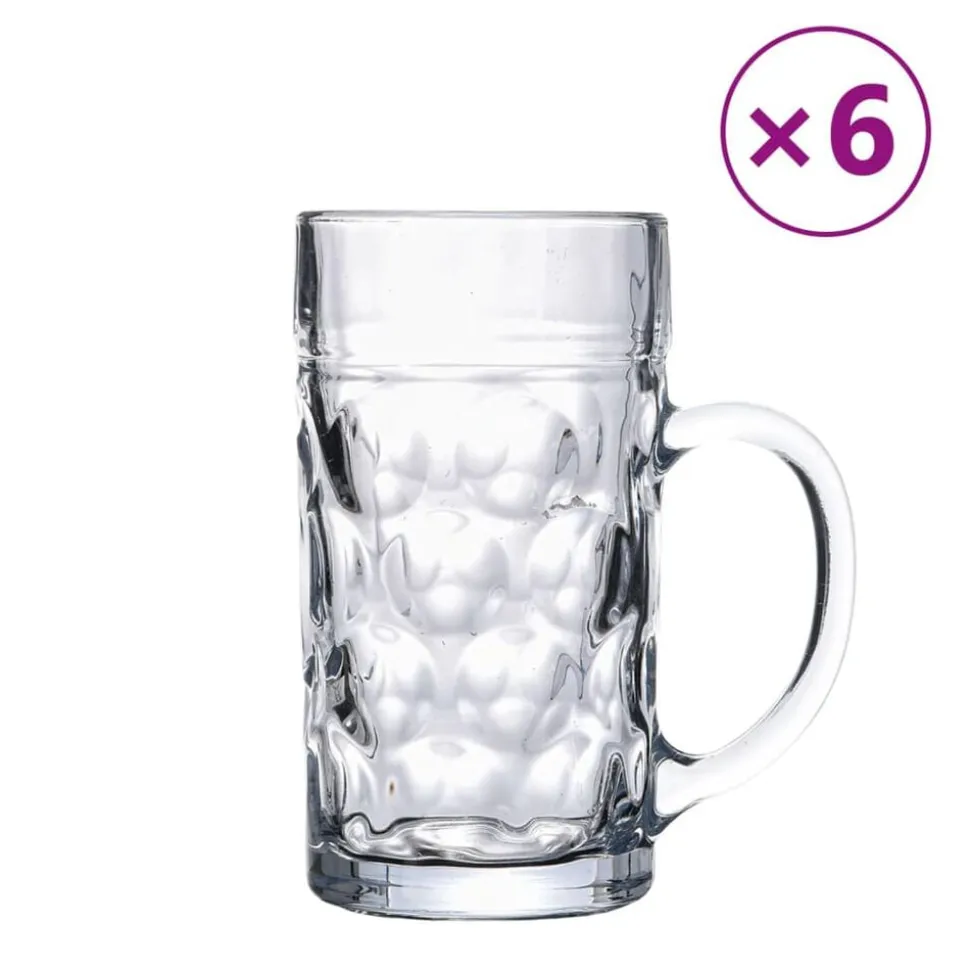 vidaXL Bierpullen met handvat 6 st 1000 ml glas