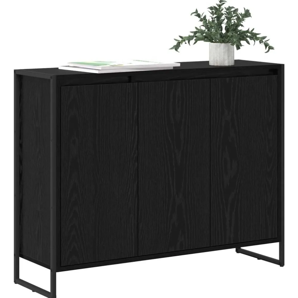 vidaXL Bijzetkast Zwart Eiken 96,5 x 30 x 75 cm Bewerkt hout