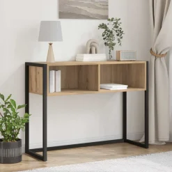 vidaXL Bijzettafel Ambachtelijk eiken 100 x 36 x 75 cm Bewerkt hout