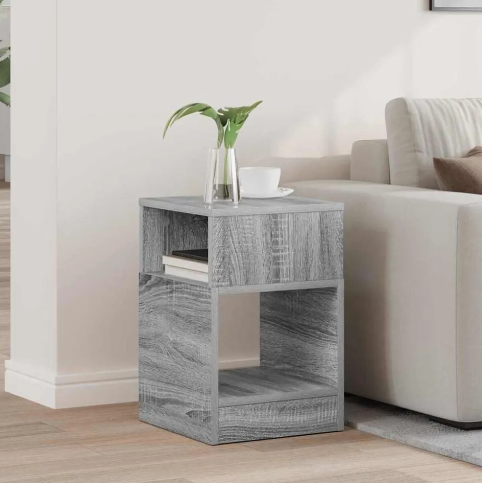 vidaXL Bijzettafel Grijs Sonoma 30,5 x 30 x 45 cm Bewerkt hout