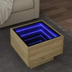 vidaXL Bijzettafel met LED 40x40x30 cm bewerkt hout sonoma eikenkleur