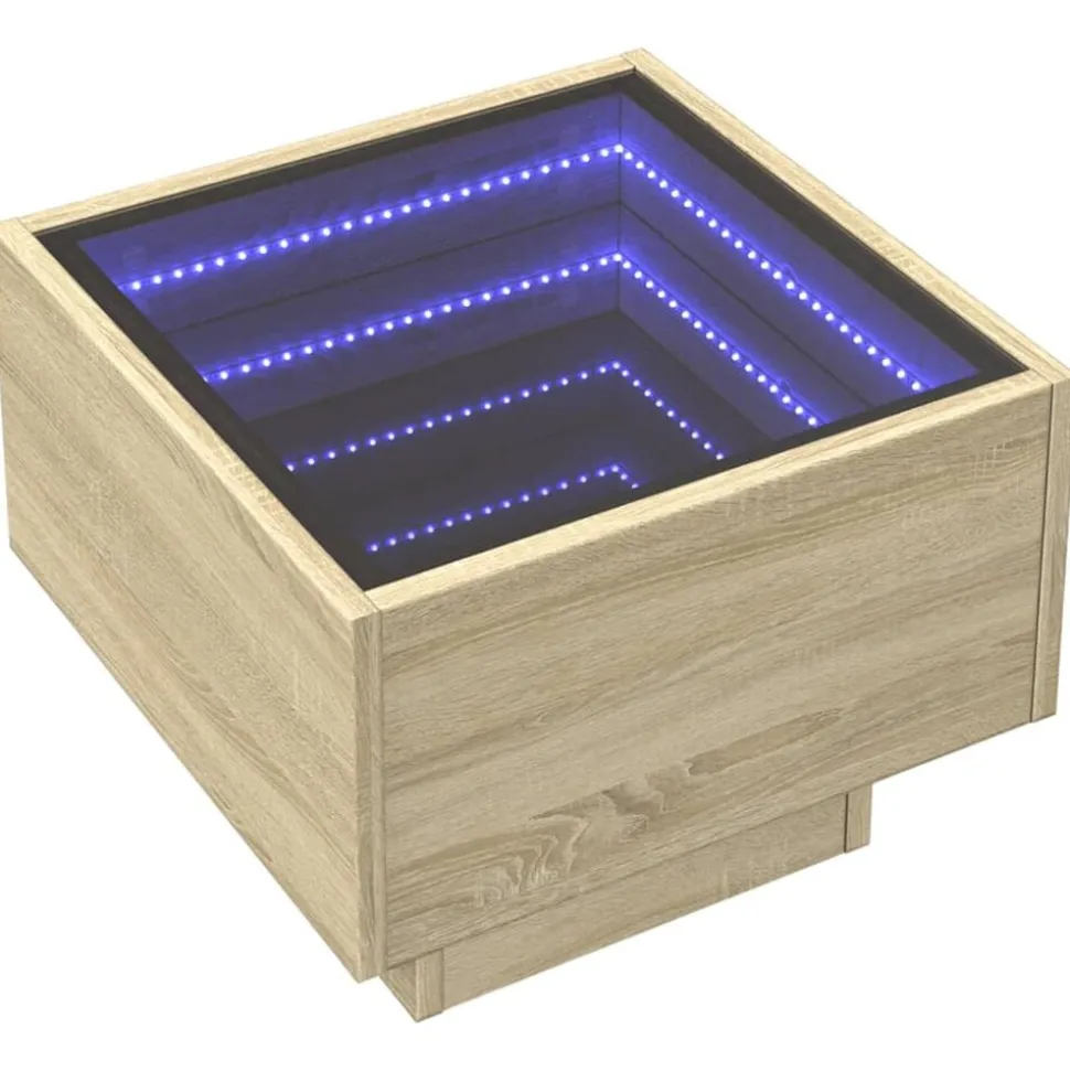 vidaXL Bijzettafel met LED 40x40x30 cm bewerkt hout sonoma eikenkleur