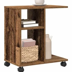 vidaXL Bijzettafel met plank Oud hout 50 x 30 x 55 cm Bewerkt hout