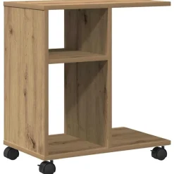 vidaXL Bijzettafel met plank artisanaal eikenkleurig 50 x 30 x 55 cm