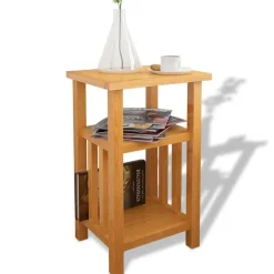 vidaXL Bijzettafel met tijdschrifthouder 27x35x55 cm massief eikenhout