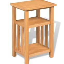 vidaXL Bijzettafel met tijdschrifthouder 27x35x55 cm massief eikenhout