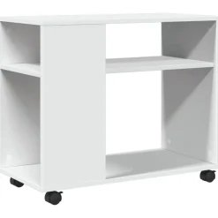 vidaXL Bijzettafel met wieltjes 70x35x60 cm bewerkt hout wit