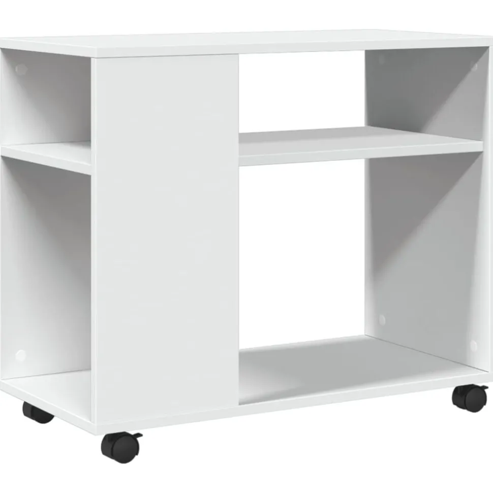 vidaXL Bijzettafel met wieltjes 70x35x60 cm bewerkt hout wit