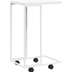 vidaXL Bijzettafel met wieltjes 40x30x63,5 bewerkt hout wit