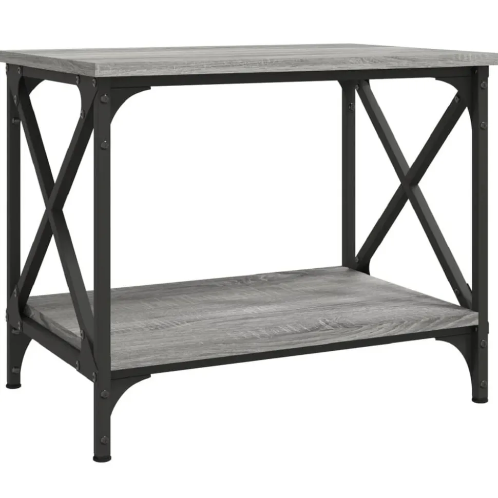 vidaXL Bijzettafel 55x38x45 cm bewerkt hout grijs sonoma eikenkleurig
