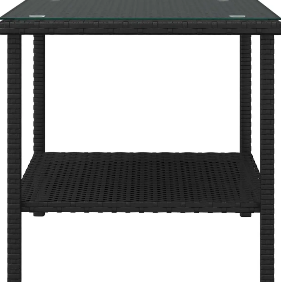 vidaXL Bijzettafel 45x45x45 cm poly rattan en gehard glas zwart
