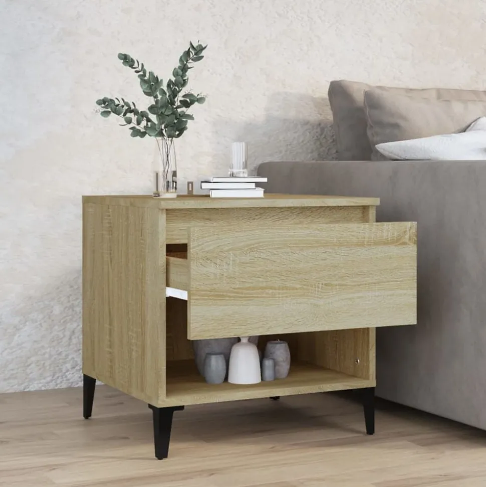 vidaXL Bijzettafel 50x46x50 cm bewerkt hout sonoma eikenkleurig