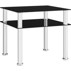 vidaXL Bijzettafel 45x50x45 cm gehard glas zwart