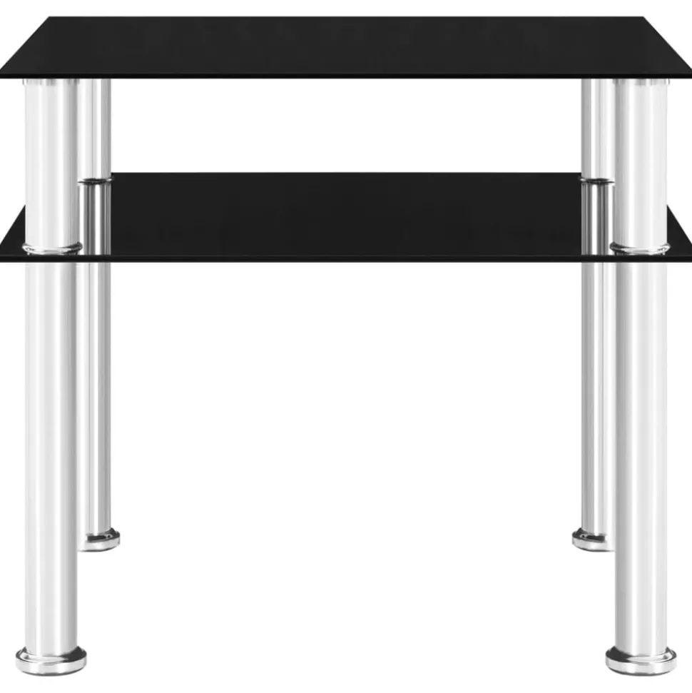 vidaXL Bijzettafel 45x50x45 cm gehard glas zwart