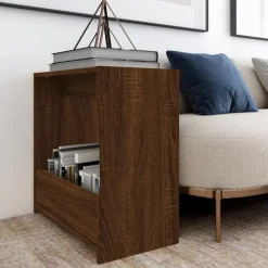 vidaXL Bijzettafel 50x26x50 cm bewerkt hout bruin eikenkleur
