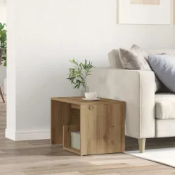 vidaXL Bijzettafel 59x36x38 cm bewerkt hout artisanaal eikenkleurig