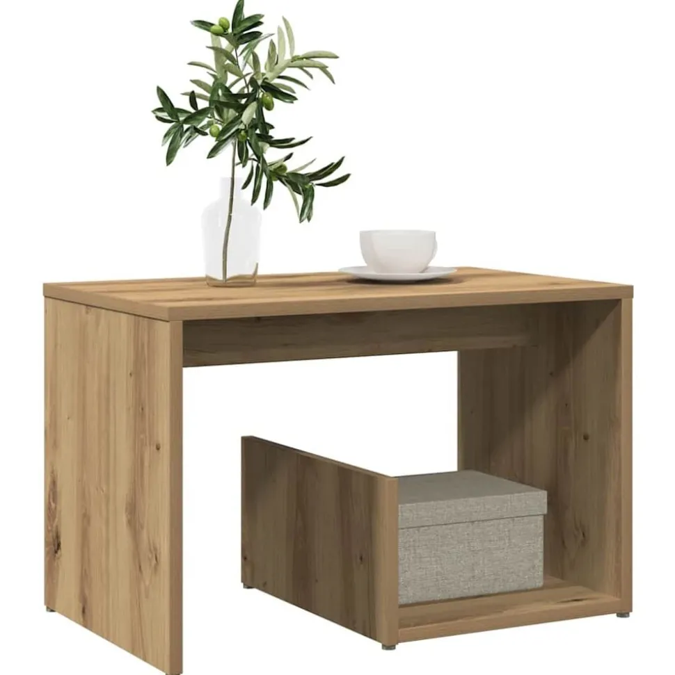 vidaXL Bijzettafel 59x36x38 cm bewerkt hout artisanaal eikenkleurig