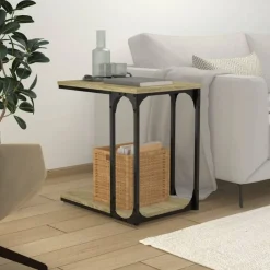 vidaXL Bijzettafel 50x35x52 cm bewerkt hout sonoma eikenkleurig