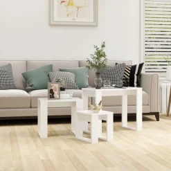 vidaXL Bijzettafels 3 st wit bewerkt hout