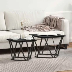 vidaXL Bijzettafelset 2 pcs Zwart eiken 50 x 50 x 40 cm