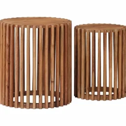 vidaXL Bijzettafelset met opslag met de deur Bruin 40 x 40 x 45 cm