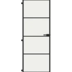 vidaXL Binnendeur smal 76x201,5 cm gehard glas en aluminium zwart