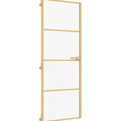 vidaXL Binnendeur smal 76x201,5 cm gehard glas en aluminium goudkleur