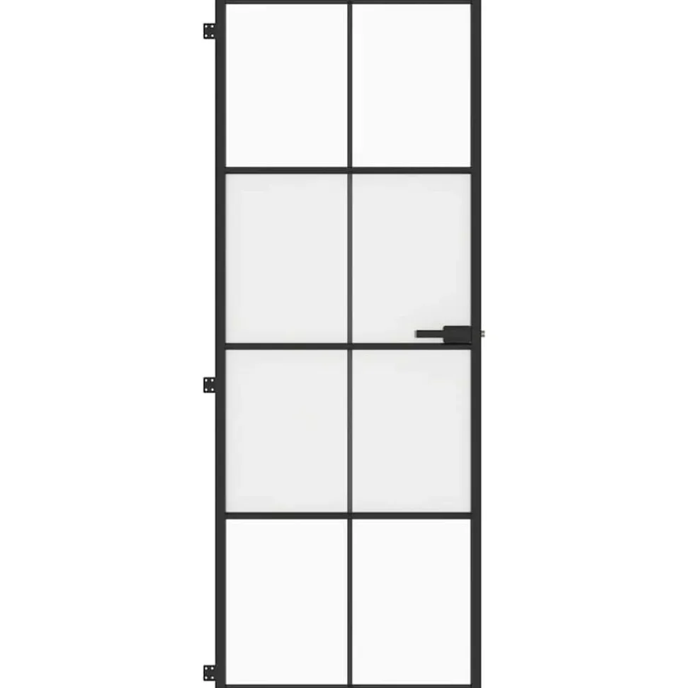 vidaXL Binnendeur smal 76x201,5 cm gehard glas en aluminium zwart
