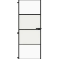 vidaXL Binnendeur smal 76x201,5 cm gehard glas en aluminium zwart