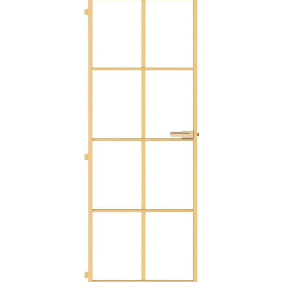 vidaXL Binnendeur smal 76x201,5 cm gehard glas en aluminium goudkleur