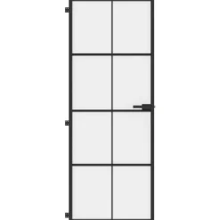 vidaXL Binnendeur smal 76x201,5 cm gehard glas en aluminium zwart