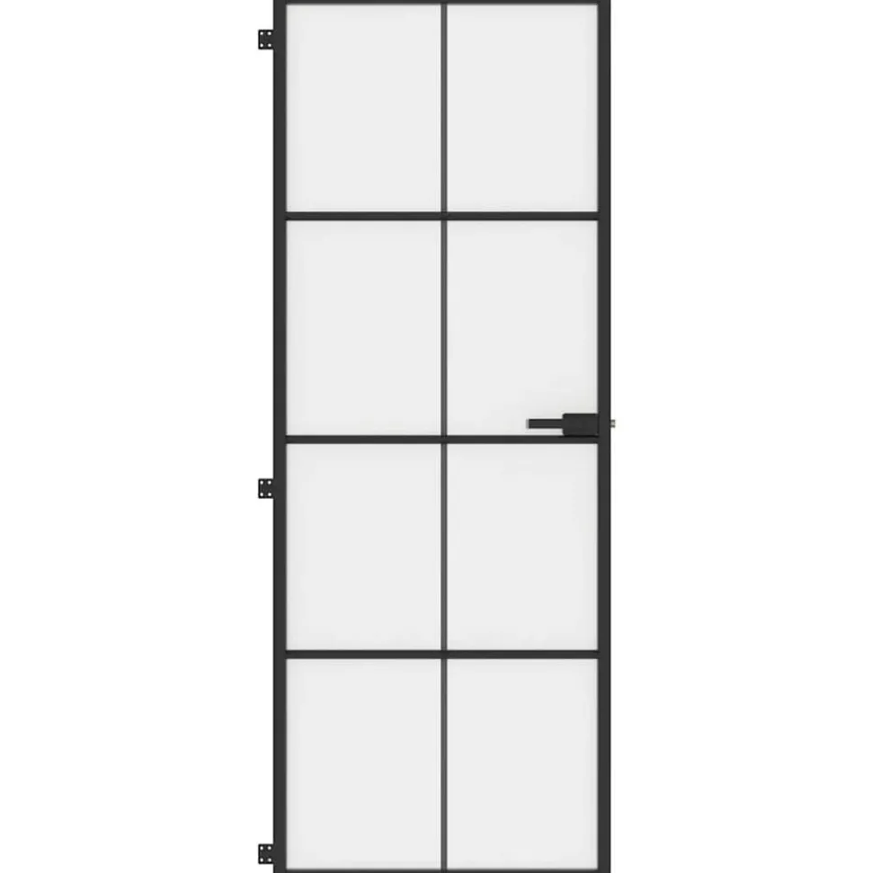 vidaXL Binnendeur smal 76x201,5 cm gehard glas en aluminium zwart