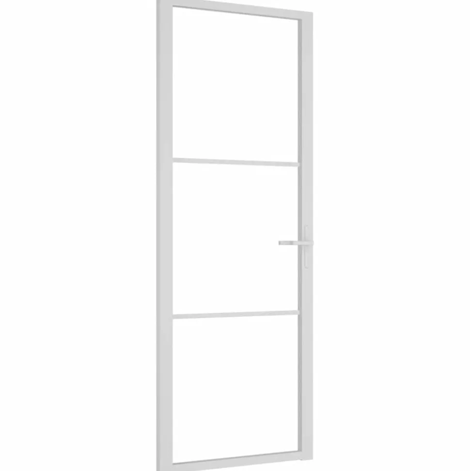 vidaXL Binnendeur 76x201,5 cm ESG-glas en aluminium wit