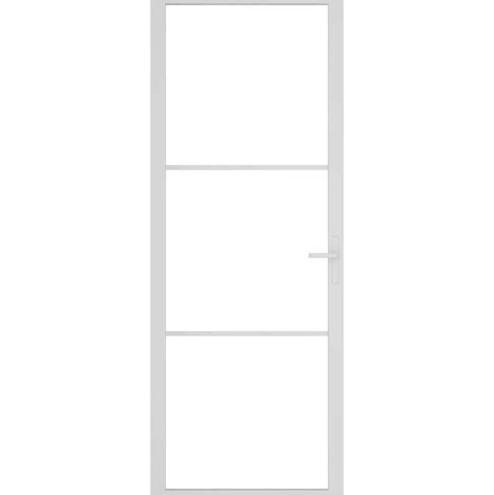 vidaXL Binnendeur 76x201,5 cm ESG-glas en aluminium wit