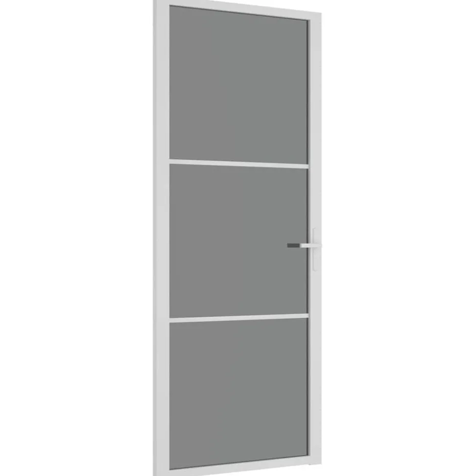 vidaXL Binnendeur 83x201,5 cm ESG-glas en aluminium wit