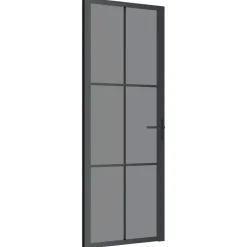 vidaXL Binnendeur 76x201,5 cm ESG-glas en aluminium zwart