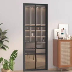 vidaXL Binnendeur 76x201,5 cm ESG-glas en aluminium zwart