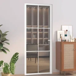 vidaXL Binnendeur 83x201,5 cm ESG-glas en aluminium wit