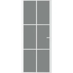 vidaXL Binnendeur 83x201,5 cm ESG-glas en aluminium wit