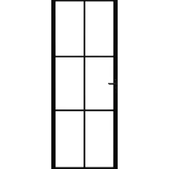 vidaXL Binnendeur 76x201,5 cm ESG-glas en aluminium zwart