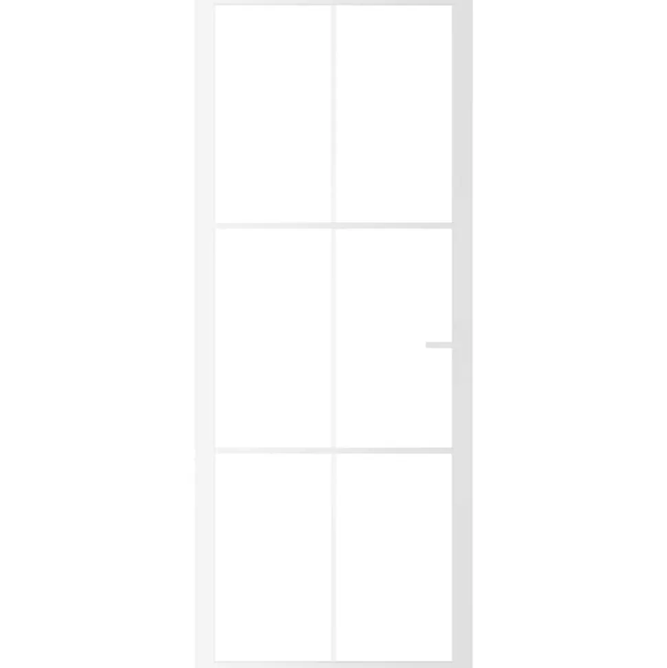 vidaXL Binnendeur 83x201,5 cm ESG-glas en aluminium wit