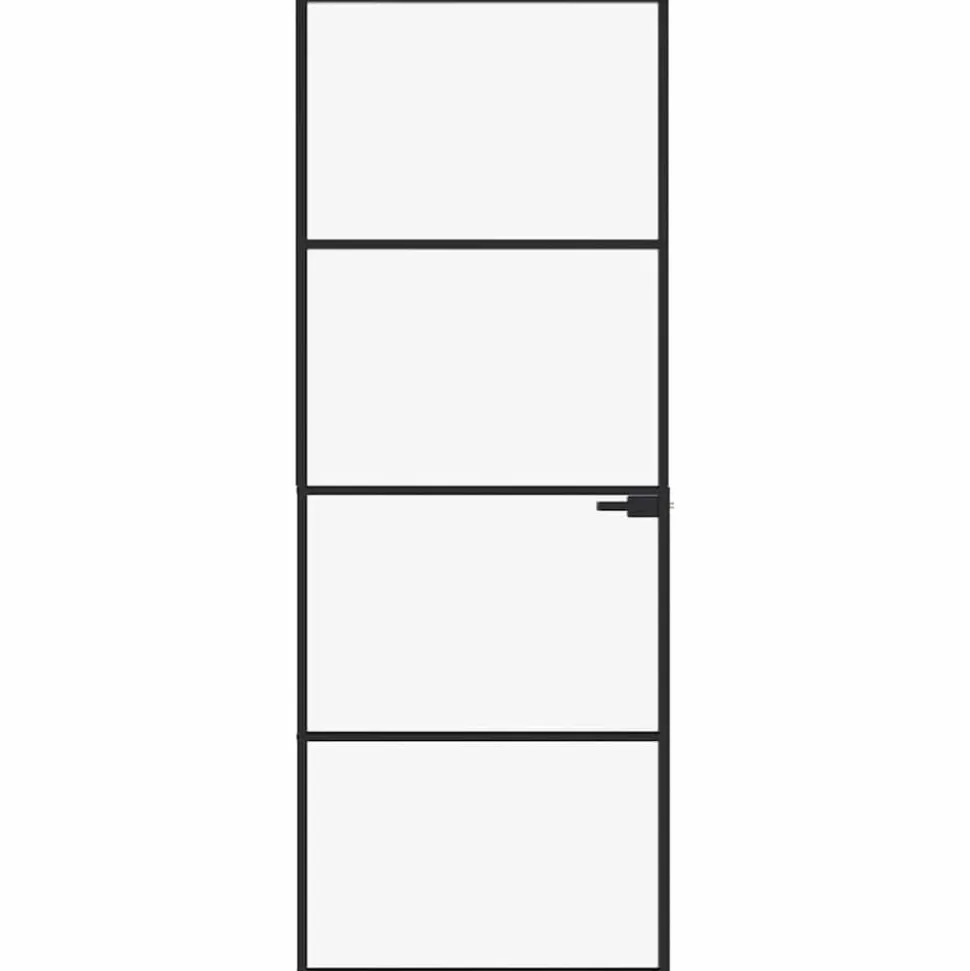 vidaXL Binnendeur 76x201,5 cm gehard glas en aluminium smal zwart