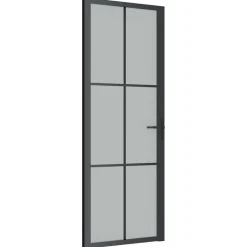vidaXL Binnendeur 76x201,5 cm matglas en aluminium zwart