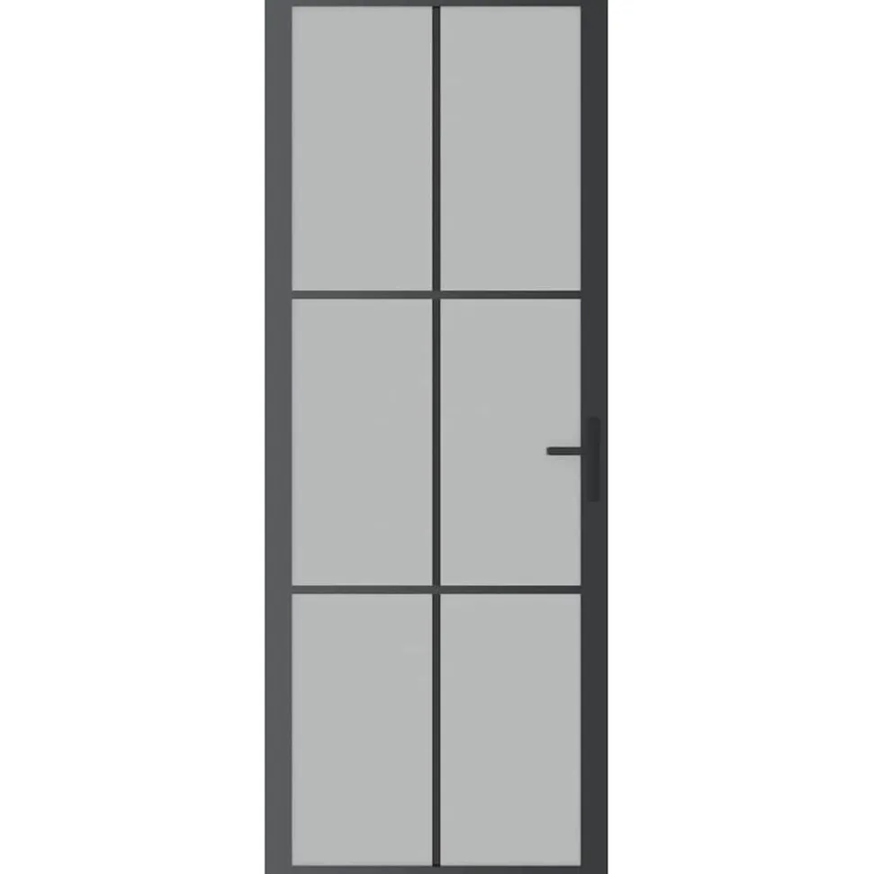 vidaXL Binnendeur 76x201,5 cm matglas en aluminium zwart