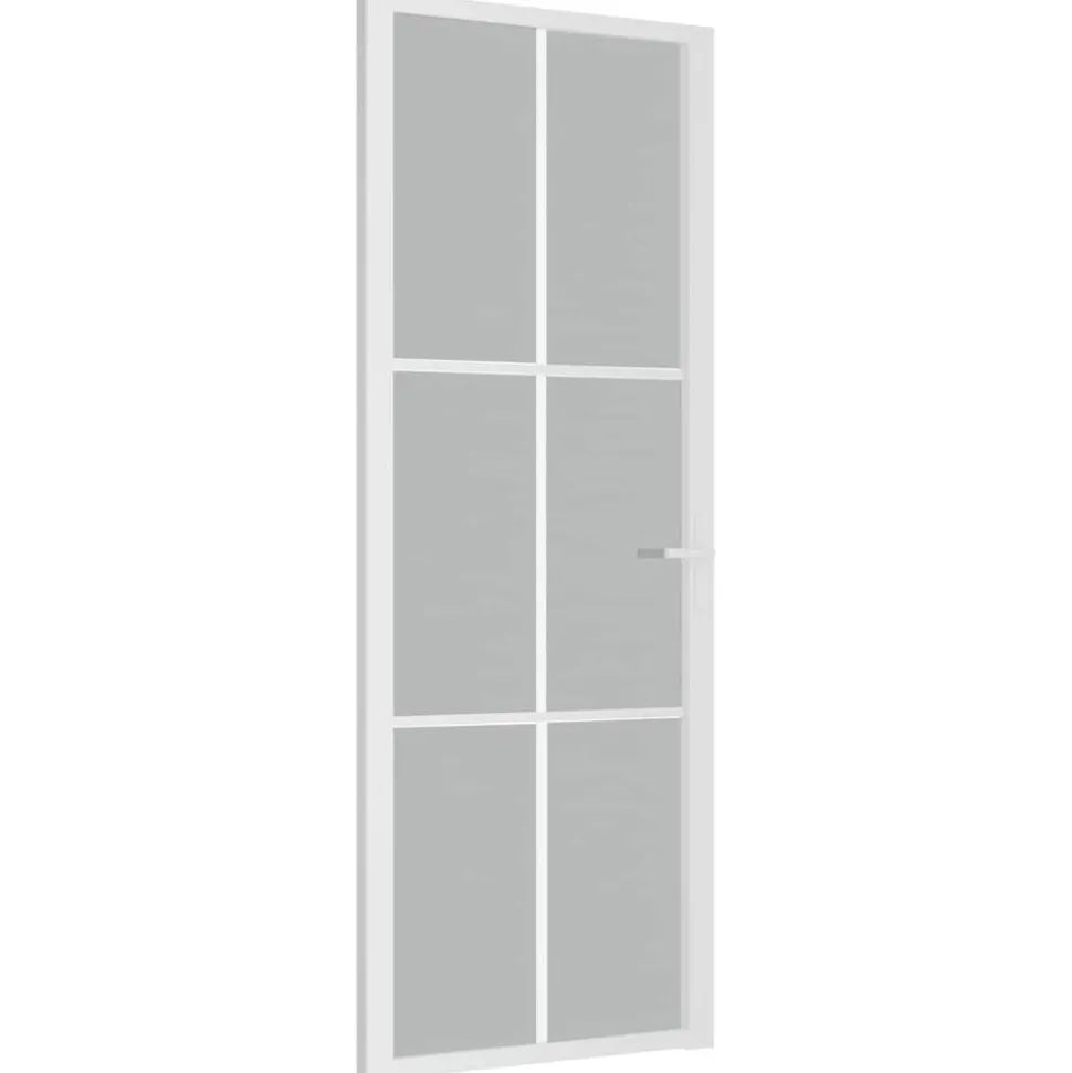 vidaXL Binnendeur 76x201,5 cm matglas en aluminium wit
